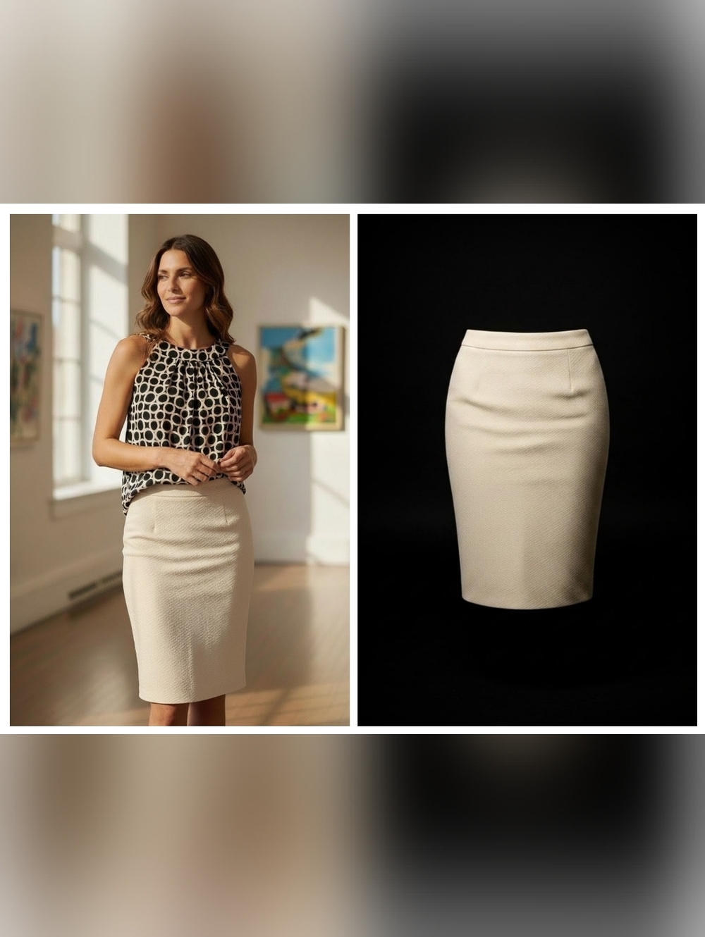 NYCC Textured ButterCream Pencil Skirt
